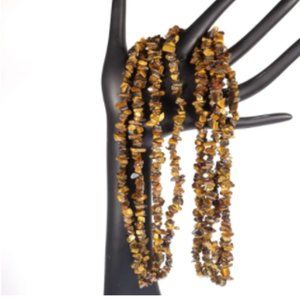 Chunky Tiger's Eye Gemstone Brown Long Necklace